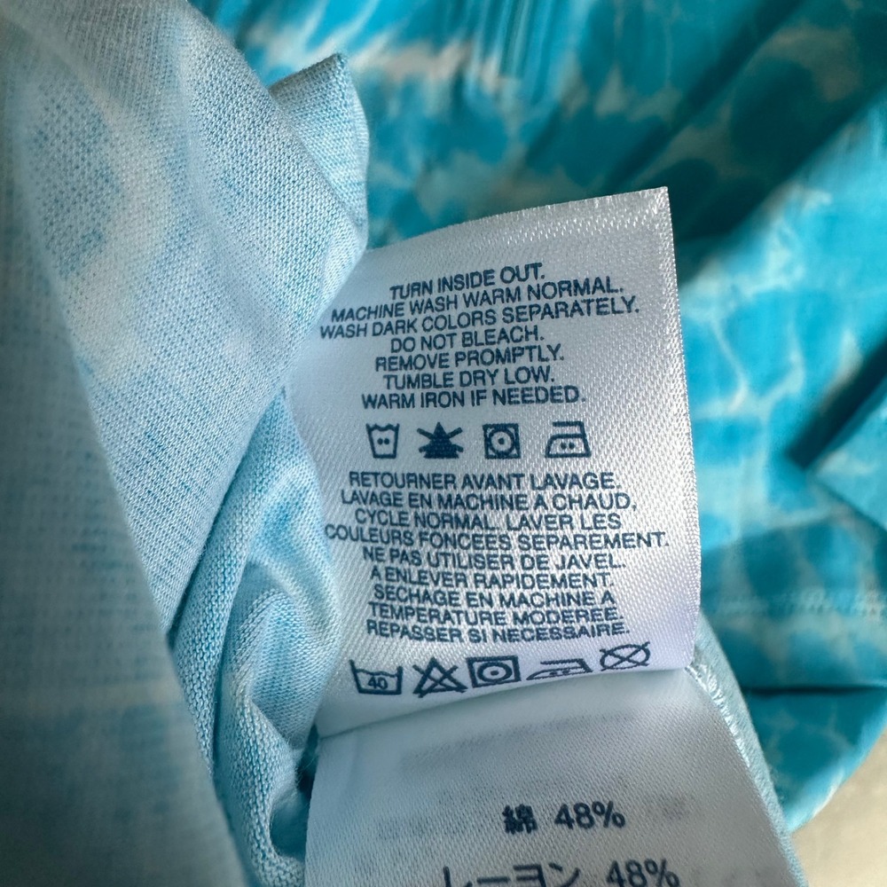 Lands‎ End Aqua Blue Pool Water Print Cotton Modal 1/4 Zip Short Sleeve Top 1X - Picture 5 of 6